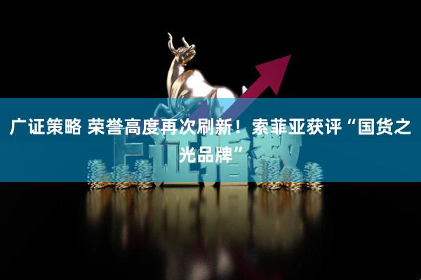 广证策略 荣誉高度再次刷新！索菲亚获评“国货之光品牌”